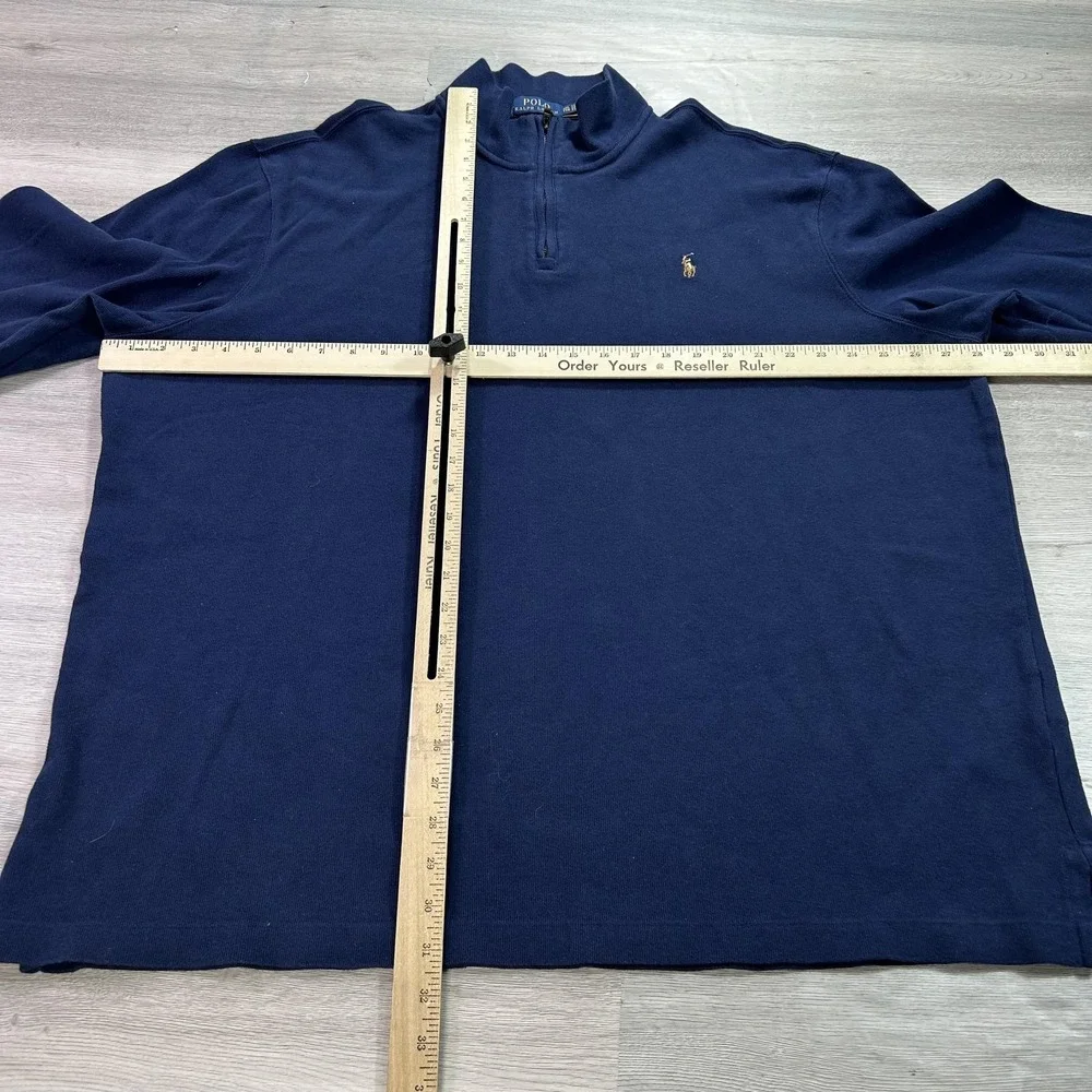 Polo Ralph Lauren Pullover Mens 2XL Navy Estate Rib Quarter Zip Cotton Pony Logo